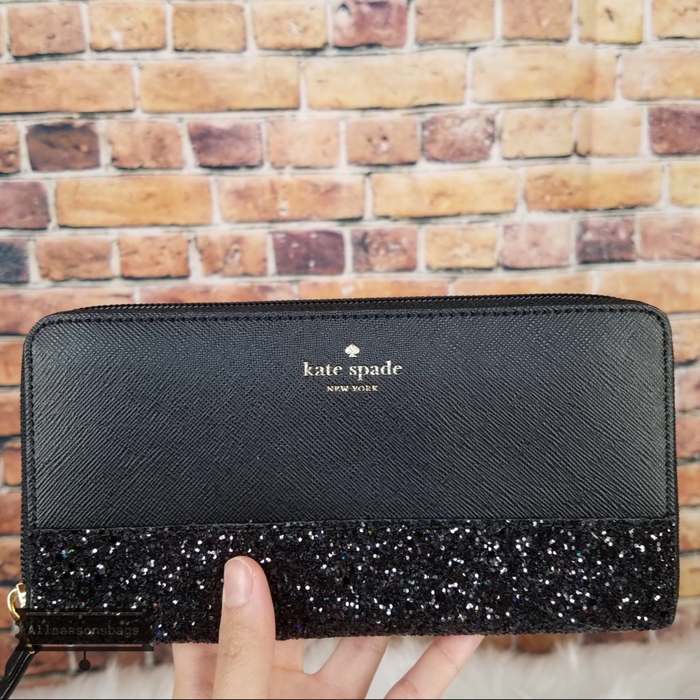 Kate spade Neda Greta Court Black Glitter Wallet